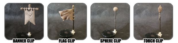 Objects that clip to miniatures bases