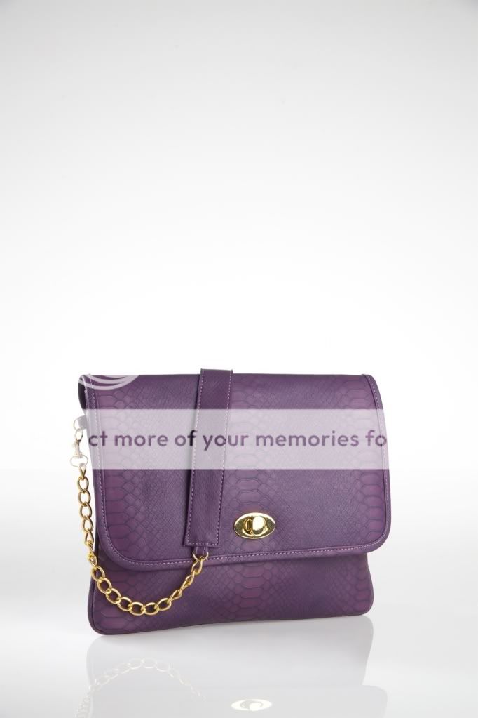 New Ciciero Gita Clutch Bag for Women Exotic Purple Snake Pattern Faux 