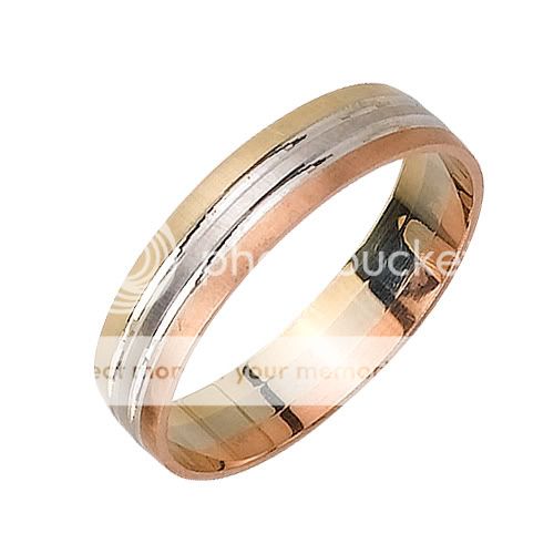 Mens Womens 14k Tri Color Gold Wedding Band Ring 5 Mm