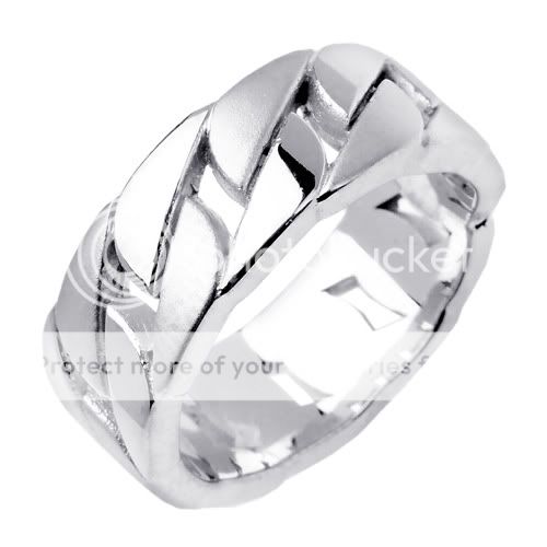 14K Yellow Gold Designer Link Wedding Ring Band 7.5 MM  