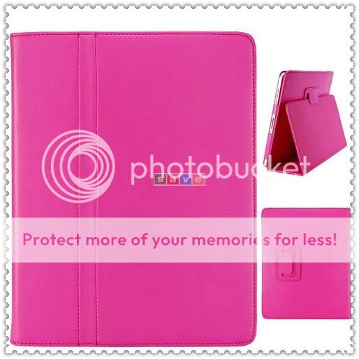 Apple iPad 1 hot Pink Leather Skin Case Cover Pouch PC  