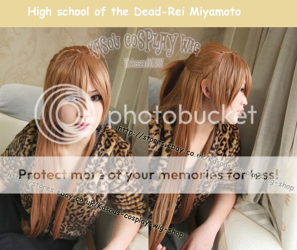   SCHOOL OF THE DEAD Rei Miyamoto brown styled Cosplay wig/90cm  