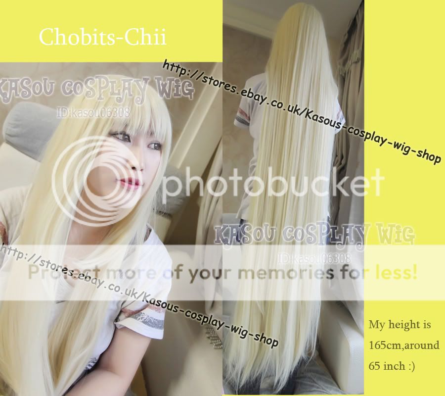 Chobits CHII 150 160cm super long pale blonde COSPLAY wig  
